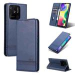 For Xiaomi Redmi 10C / 10 India AZNS Magnetic Calf Texture Flip Leather Phone Case(Dark Blue)