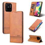 For Xiaomi Redmi 10C / 10 India AZNS Magnetic Calf Texture Flip Leather Phone Case(Light Brown)