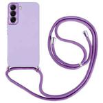 For Samsung Galaxy S22 5G Electroplated Silicone Phone Case with Lanyard(Purple)