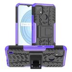 For OPPO Realme C21Y Tire Texture TPU + PC Phone Case with Holder(Purple)