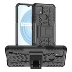 For OPPO Realme C21Y Tire Texture TPU + PC Phone Case with Holder(Black)