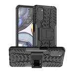 For Motorola Moto G22/E32 Tire Texture TPU + PC Phone Case with Holder(Black)