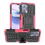 For OPPO Realme C35 Tire Texture TPU + PC Phone Case with Holder(Pink)