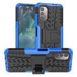 For Nokia G21 4G Tire Texture TPU + PC Phone Case with Holder(Blue)