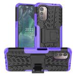 For Nokia G21 4G Tire Texture TPU + PC Phone Case with Holder(Purple)