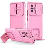 For Xiaomi Redmi Note 10 Pro 4G Stereoscopic Holder Sliding Camshield Phone Case(Pink)