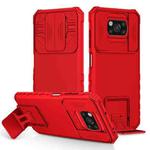 For Xiaomi Poco X3 Stereoscopic Holder Sliding Camshield Phone Case(Red)