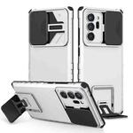 For Samsung Galaxy Note20 Ultra Stereoscopic Holder Sliding Camshield Phone Case(White)