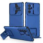 For Samsung Galaxy Note20 Ultra Stereoscopic Holder Sliding Camshield Phone Case(Blue)