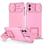For iPhone 11 Stereoscopic Holder Sliding Camshield Phone Case (Pink)