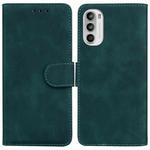 For Motorola Moto G52 Skin Feel Pure Color Flip Leather Phone Case(Green)