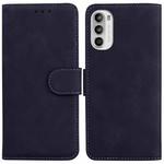 For Motorola Moto G52 Skin Feel Pure Color Flip Leather Phone Case(Black)