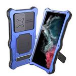 For Samsung Galaxy S22 Ultra 5G Metal + Silicone Sliding Camshield Holder Phone Case(Blue)