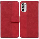 For Motorola Moto G52 Geometric Embossed Leather Phone Case(Red)