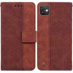 For Wiko Y82 Geometric Embossed Leather Phone Case(Brown)