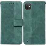 For Wiko Y82 Geometric Embossed Leather Phone Case(Green)