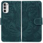 For Motorola Moto G52 Tiger Embossing Pattern Horizontal Flip Leather Phone Case(Green)