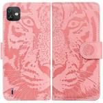 For Wiko Y82 Tiger Embossing Pattern Horizontal Flip Leather Phone Case(Pink)