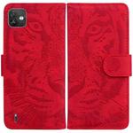 For Wiko Y82 Tiger Embossing Pattern Horizontal Flip Leather Phone Case(Red)