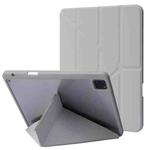 For iPad Pro 12.9 2022 / 2021 / 2020 / 2018 Deformation Transparent Acrylic Leather Tablet Case(Grey)