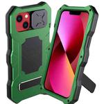 For iPhone 13 Metal + Silicone Sliding Camshield Holder Phone Case(Green)