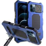For iPhone 12 / 12 Pro Metal + Silicone Sliding Camshield Holder Phone Case(Blue)