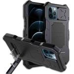 For iPhone 12 Pro Max Metal + Silicone Sliding Camshield Holder Phone Case(Black)