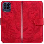 For Samsung Galaxy M53 5G Tiger Embossed Leather Phone Case(Red)