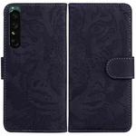 For Sony Xperia 1 IV Tiger Embossed Leather Phone Case(Black)