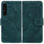 For Sony Xperia 1 IV Tiger Embossed Leather Phone Case(Green)