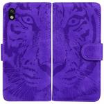 For Sony Xperia Ace III Tiger Embossed Leather Phone Case(Purple)