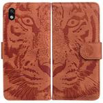For Sony Xperia Ace III Tiger Embossed Leather Phone Case(Brown)