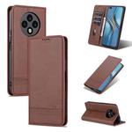 For U-Magic Enjoy 50 Plus AZNS Magnetic Calf Texture Horizontal Flip Leather Phone Case(Dark Brown)