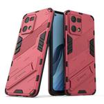 For OPPO Reno7 4G Punk Armor 2 in 1 PC + TPU Shockproof Phone Case with Invisible Holder(Light Red)