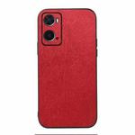 For OPPO A76 Wood Texture PU Phone Case(Red)
