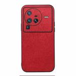 For Vivo X80 Pro Wood Texture PU Phone Case(Red)