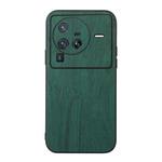 For Vivo X80 Pro Wood Texture PU Phone Case(Green)
