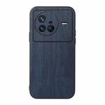 For Vivo X80 Wood Texture PU Phone Case(Blue)