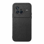 For Vivo X80 Wood Texture PU Phone Case(Black)