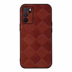 For OPPO A16 Weave Plaid PU Phone Case(Brown)