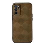 For OPPO A16 Weave Plaid PU Phone Case(Green)