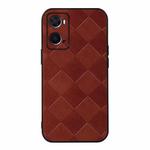 For OPPO A76 Weave Plaid PU Phone Case(Brown)