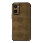 For OPPO A76 Weave Plaid PU Phone Case(Green)