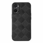 For OPPO A76 Weave Plaid PU Phone Case(Black)