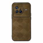 For Vivo X80 Weave Plaid PU Phone Case(Green)