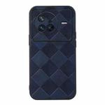 For Vivo X80 Weave Plaid PU Phone Case(Blue)