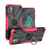 For Nokia G21 Armor Bear Shockproof PC + TPU Phone Case with Ring(Rose Red)