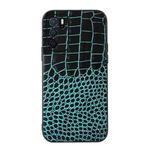 For OPPO A16 Crocodile Top Layer Cowhide Leather Phone Case(Cyan Blue)