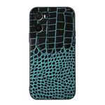 For OPPO A76 Crocodile Top Layer Cowhide Leather Phone Case(Cyan Blue)