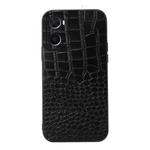 For OPPO A76 Crocodile Top Layer Cowhide Leather Phone Case(Black)
